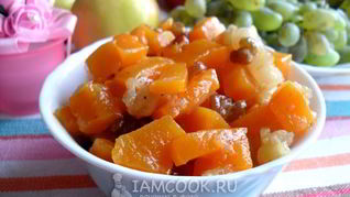 Десерт из тыквы и яблок на сковороде