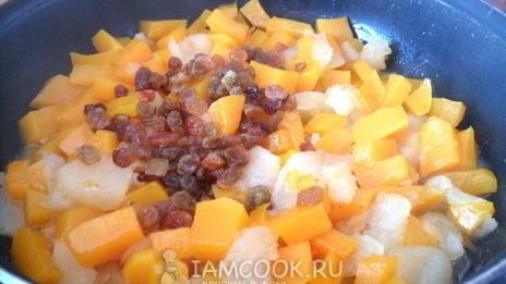 десерт из тыквы и яблок на сковороде