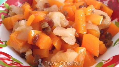 десерт из тыквы и яблок на сковороде