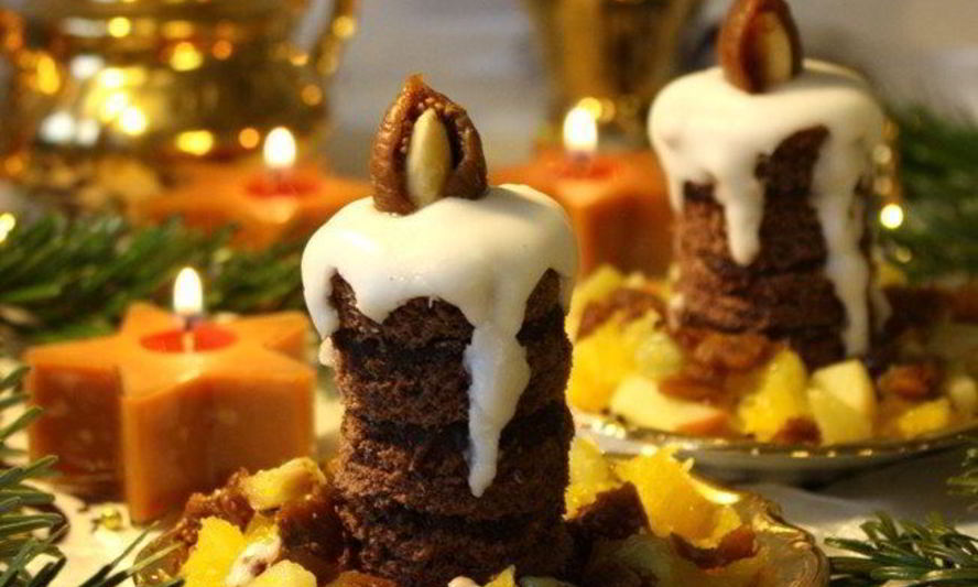 Рецепт десерта рождественские свечи с карамелизированными фруктами