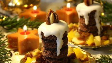 десерт рождественские свечи с карамелизированными фруктами