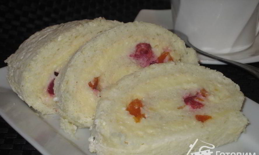 Рецепт рулета на белках с заварным кремом