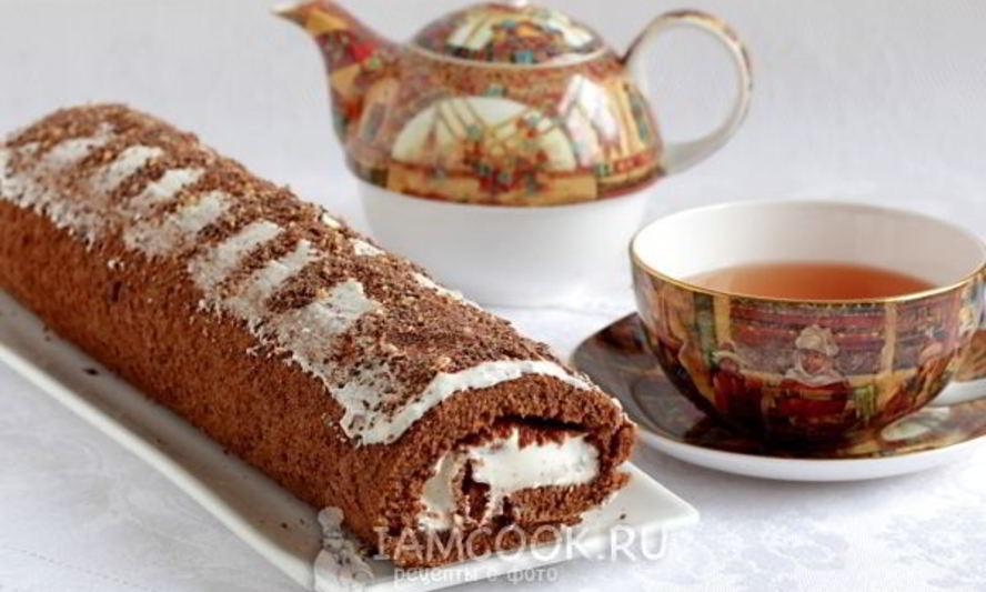 Рецепт шоколадного рулета с кремом