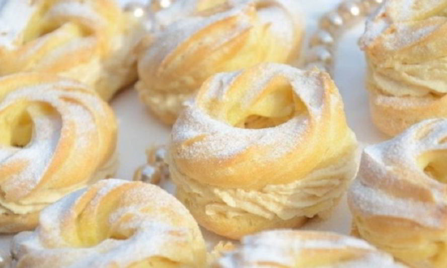 Рецепт заварных колечек с творожным кремом