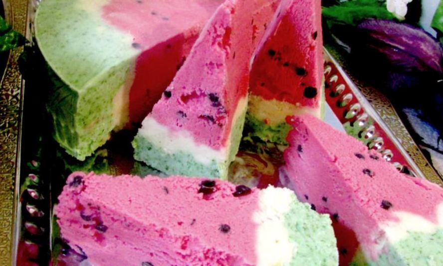 Рецепт торта-мороженого арбуз