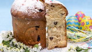 Пасхальный кулич с изюмом и орехами