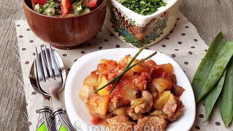 азу по-татарски в горшочках