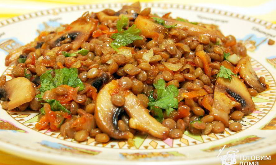 Рецепт чечевицы с шампиньонами