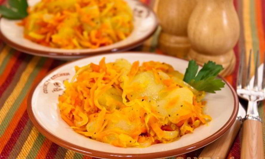 Рецепт картофеля, обжаренного с луком и морковью
