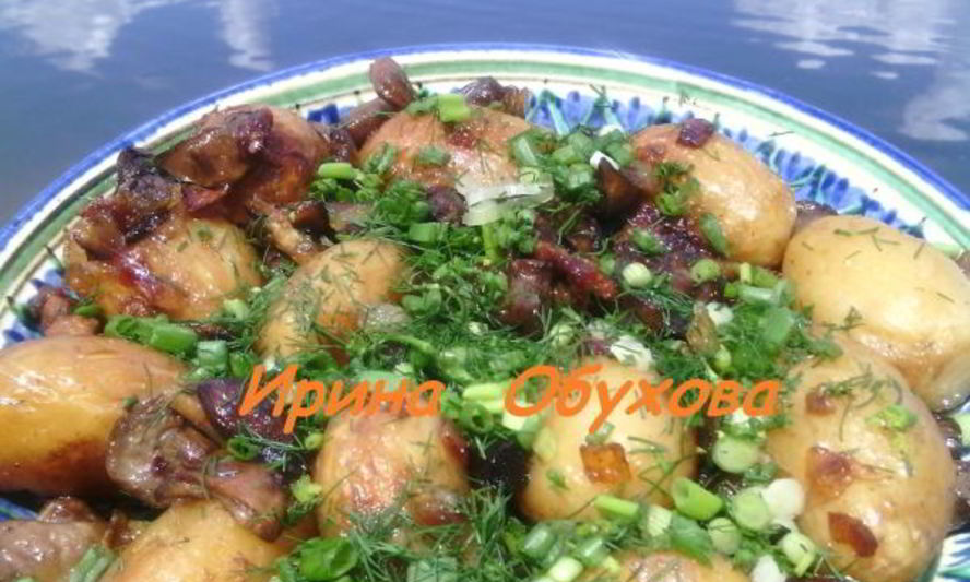 Рецепт картофеля с грибами на мангале