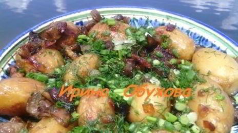 картофель с грибами на мангале