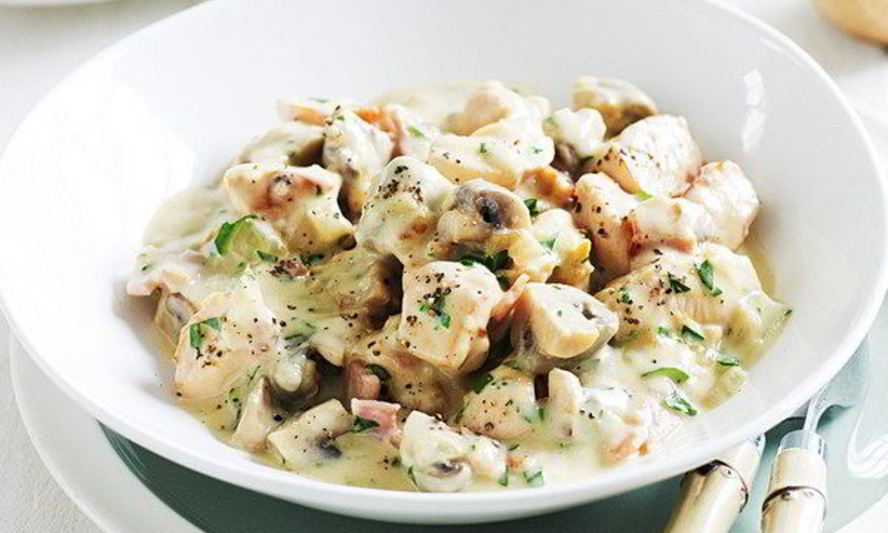 Рецепт картофеля с курицей под сливками