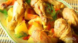 Картофель с курицей в рукаве в духовке