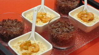 Красный рис с креветочным кремом