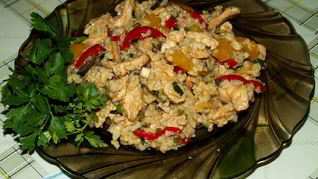 Рис с грибами и овощами