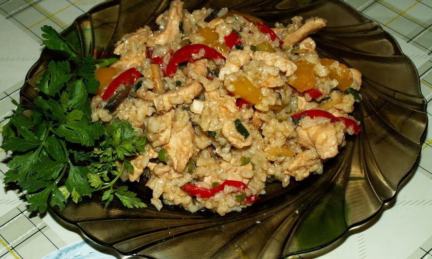 Рецепт риса с грибами и овощами