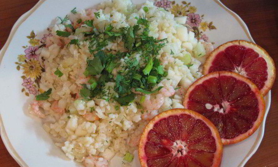 Рецепт риса с креветками и грушей