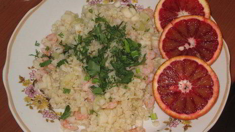 рис с креветками и грушей