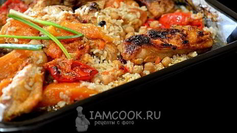 рис с овощами и курицей