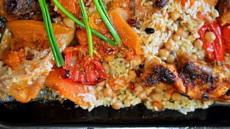 рис с овощами и курицей