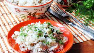 Рис с шампиньонами и рубленой курицей