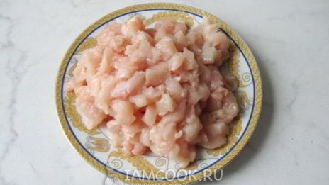 рис с шампиньонами и рубленой курицей