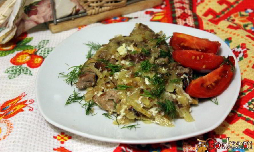 Рецепт жареного картофеля с мясом и яйцом