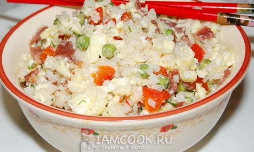 Рецепт жареного риса с яйцом, мясом и овощами по-китайски