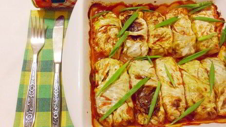 голубцы с консервированной фасолью и грибами