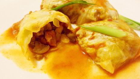 голубцы с консервированной фасолью и грибами