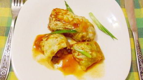 голубцы с консервированной фасолью и грибами