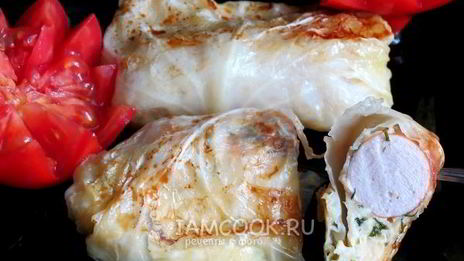 голубцы с сосисками и сыром