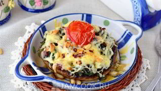 Фаршированные грибы с сыром в духовке