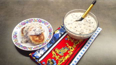 картофельные котлеты с грибной подливой