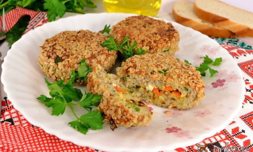 Рецепт котлет рыбных с начинкой в овсяной панировке
