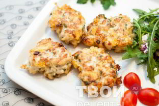 Рубленные куриные котлетки с сыром и зеленью