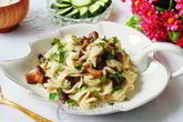 Лапша с грибами в сливочном соусе