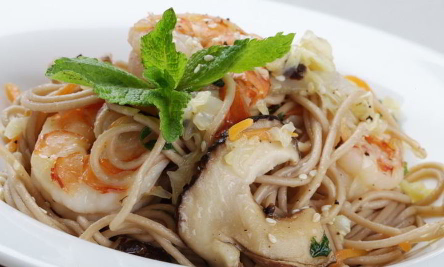 Рецепт лапши соба с креветками