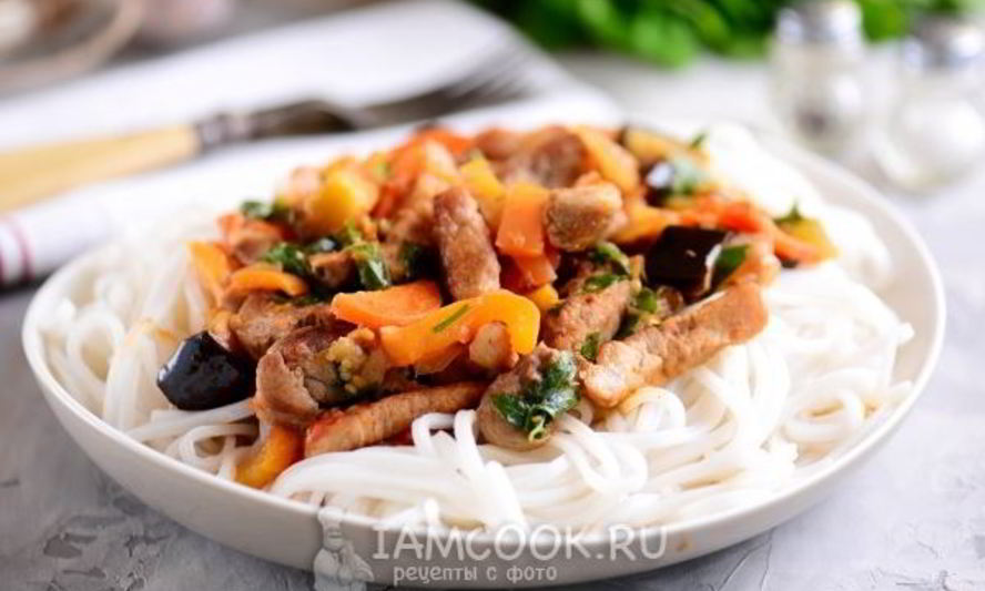 Рецепт лапши удон со свининой и овощами