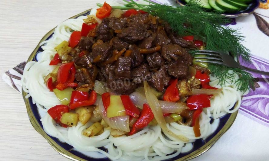 Рецепт лапши вок с говядиной и овощами