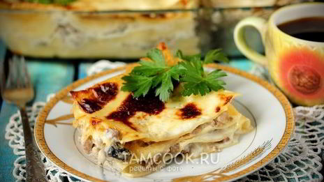 лазанья с фаршем и грибами
