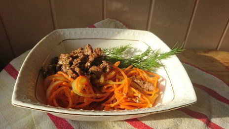 овощные спагетти с мясом