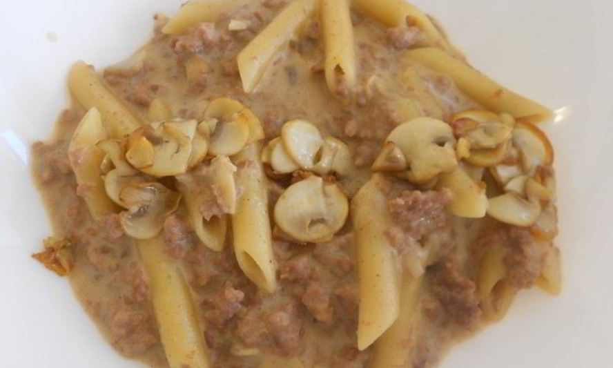 Рецепт пасты с фаршем и грибами