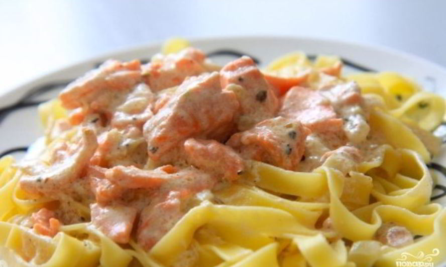 Рецепт пасты с форелью в сливочном соусе