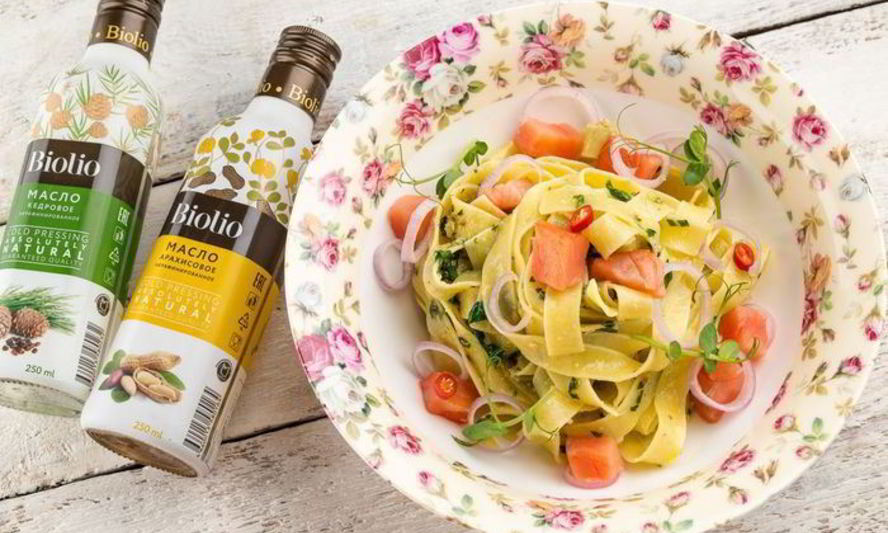 Рецепт пасты с семгой и соусом песто