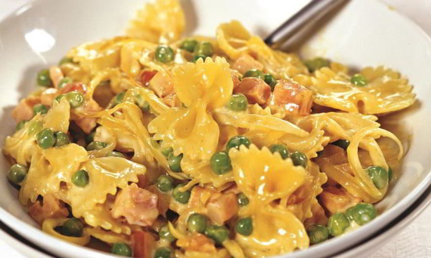 Рецепт пасты с зеленым горошком и ветчиной
