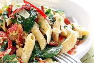 Паста со шпинатом и сладким перцем