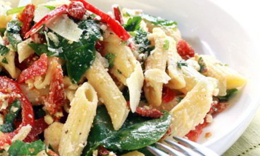 Рецепт пасты со шпинатом и сладким перцем