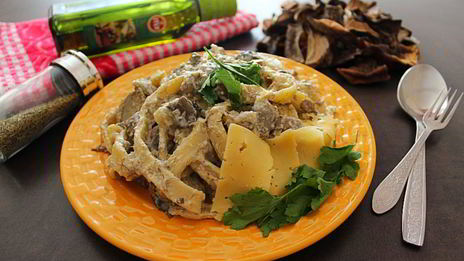 сливочная паста с лесными грибами