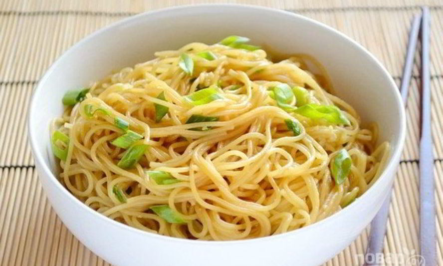 Рецепт спагетти с зеленым луком